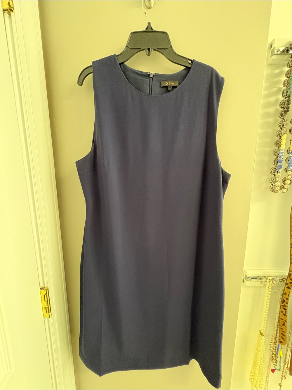 Quince Navy Sleeveless Midi Shift Dress